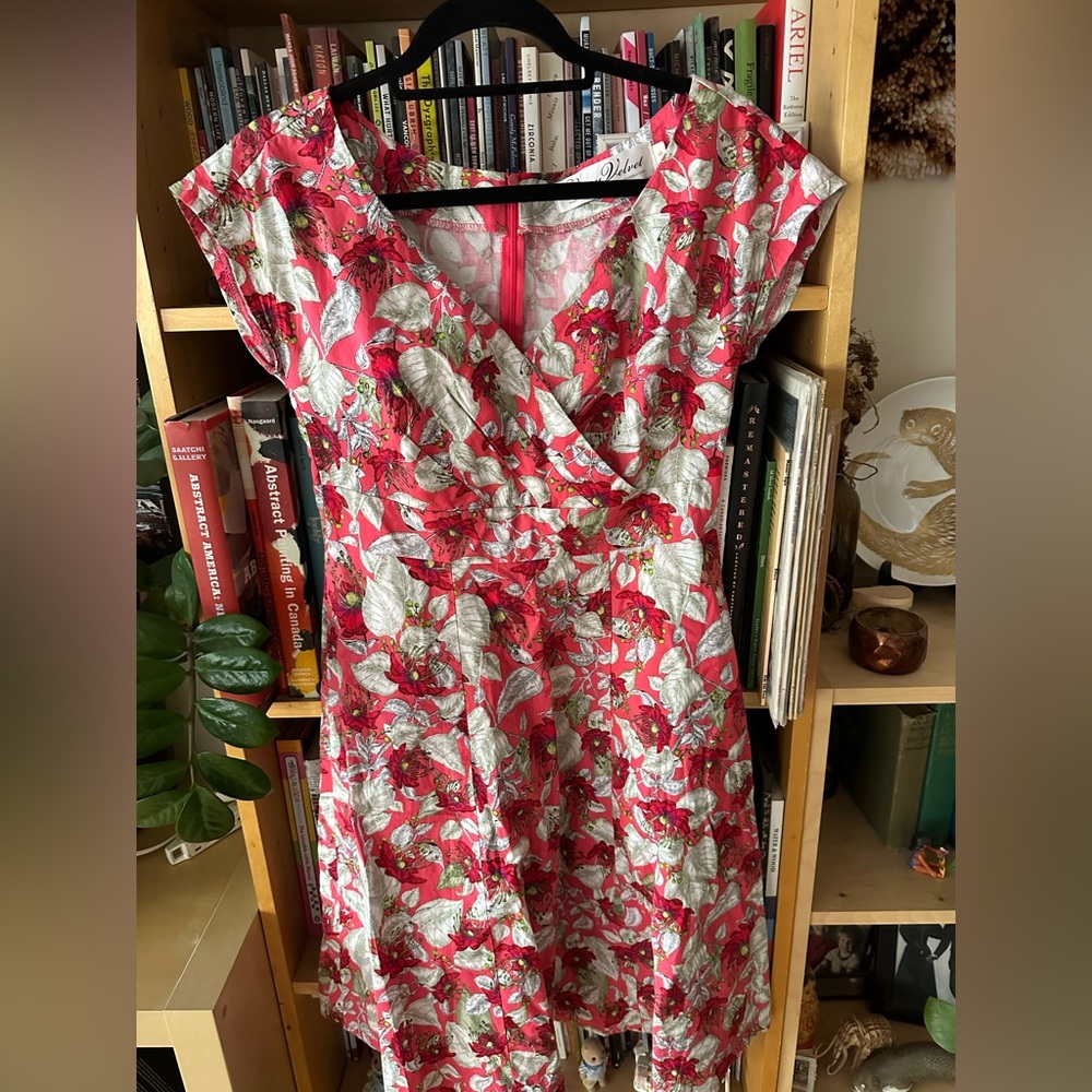 Cherry Velvet Floral Cotton Dress